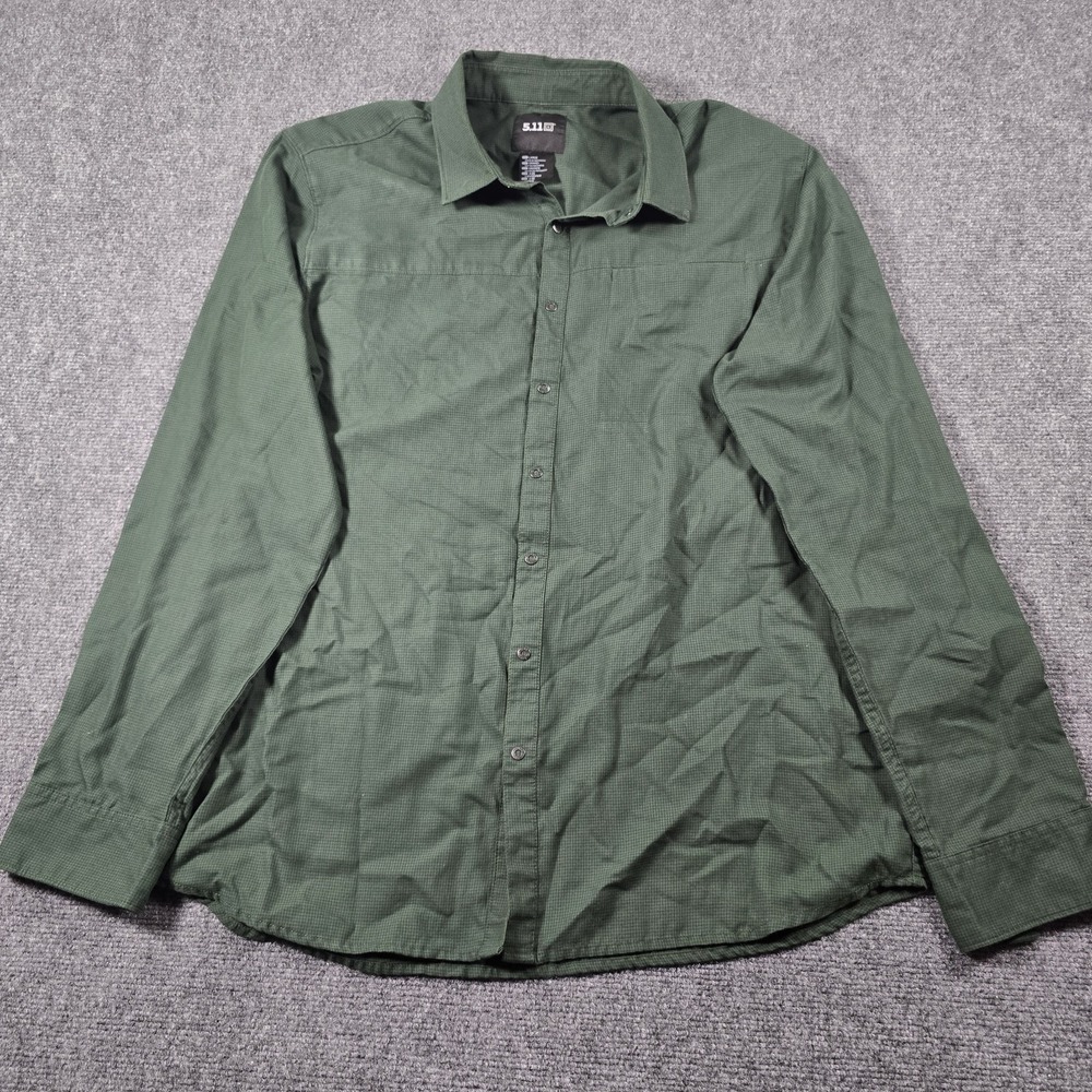 5.11 Tactical Button Up Shirt Mens Large Green Long Sleeve Outdoor Hiking Tough